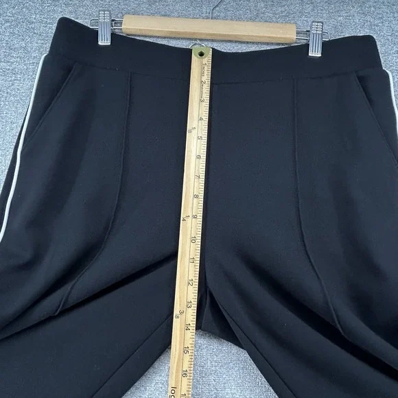 Chicos Pull On Wide Leg Pants Women Size 2R Black White Pinstriped Casual - Picture 6 of 9